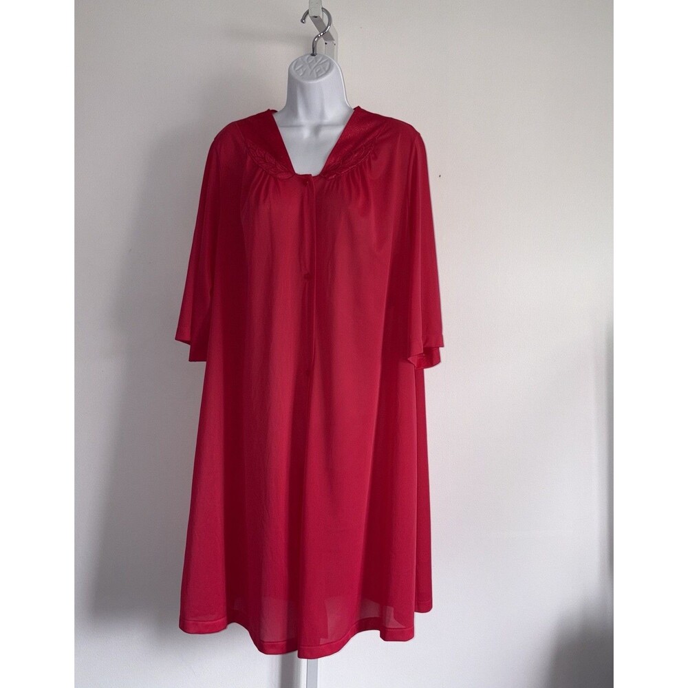 Vassarette Vtg Nightgown Women's Size XXL Lightweight Red/Pink Nylon Knee Length